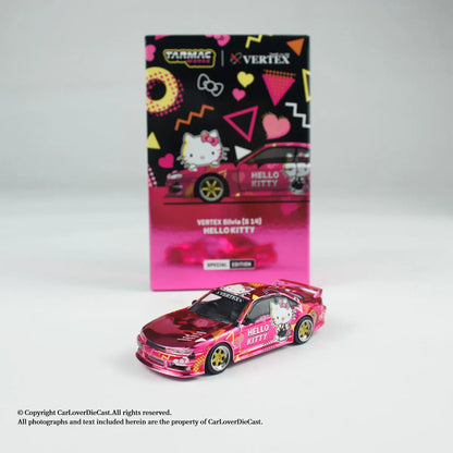 TW 1:64 Nissan VERTEX Silvia S14 Hello Kitty Stylish Static Alloy Car Model, Boys' Toy, Adult Collection Decoration Item.