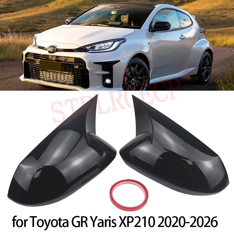 ABS 2x Mirror Cover Car Side Rearview Mirror Cap Cover Shell Sticker Black for Toyota GR Yaris RZ RC XP210 2020-2025 2026