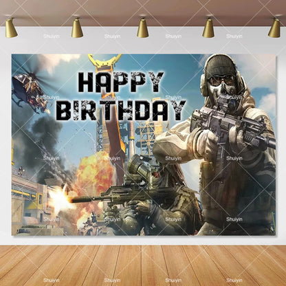 Call of Duty Theme Backdrop Kids Birthday Decorations Party Supplies Banner Poster Stimulating Game Boys Favor Gifts Photo Props