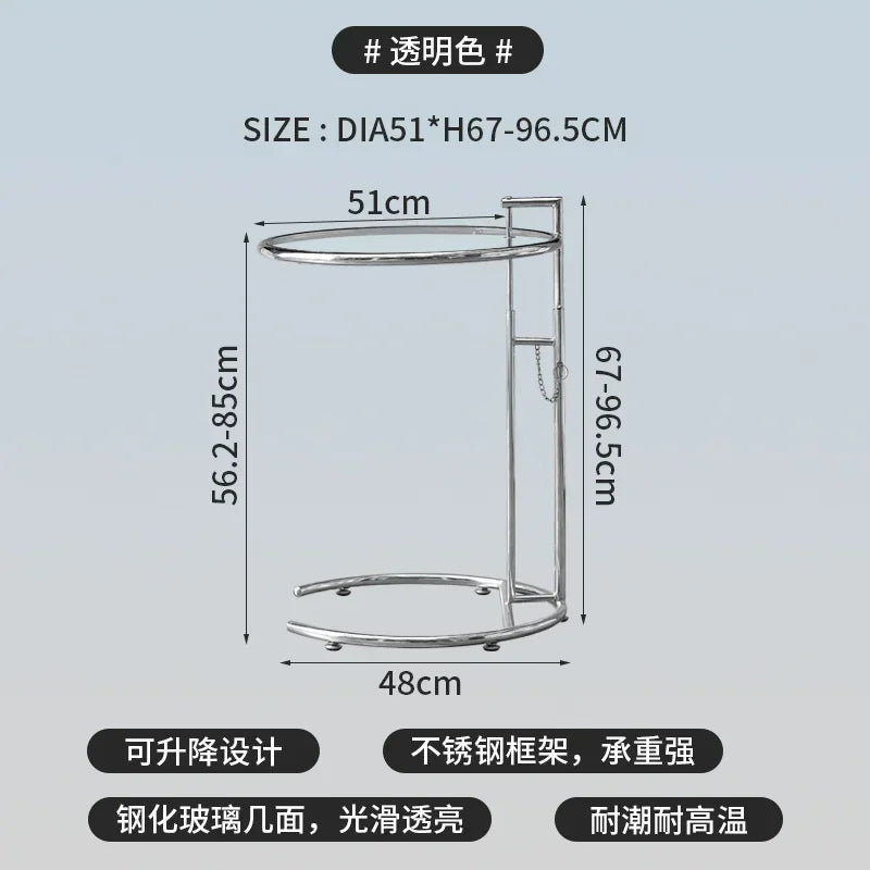 Transparent Glass Table Creative Lift Coffee Table Simple Sofa Table Nordic C-shaped Tables Geometric Round Tables