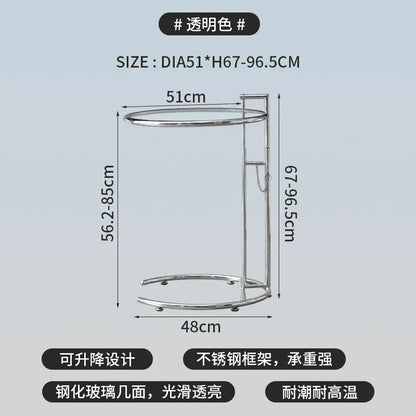 Transparent Glass Table Creative Lift Coffee Table Simple Sofa Table Nordic C-shaped Tables Geometric Round Tables
