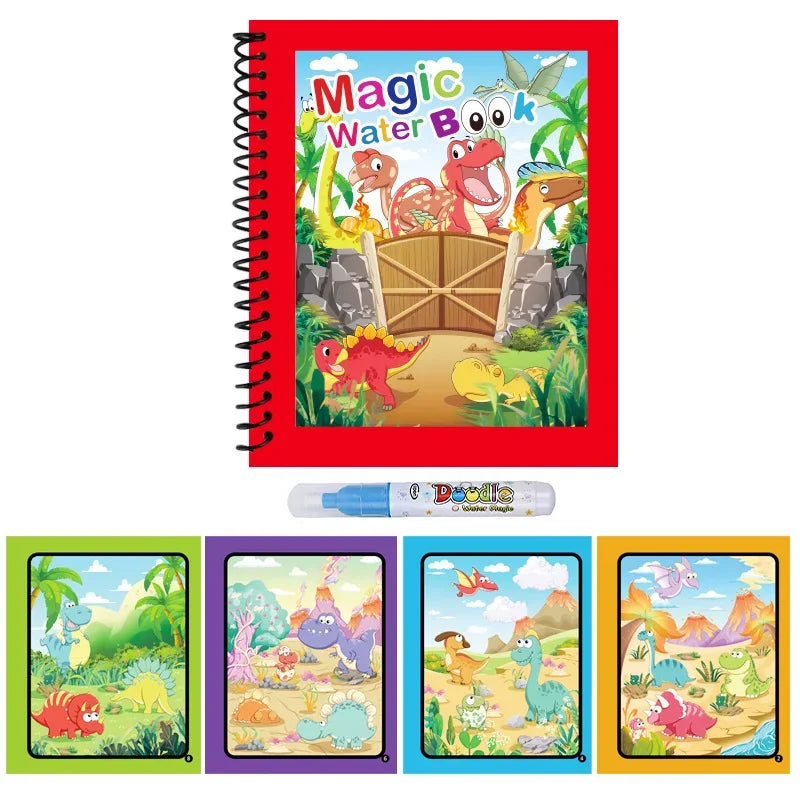 Magic Water Coloring Book With Refillable Water Pen Montessori Coloring Books Early Education and Learning Puzzle Drawing Toys