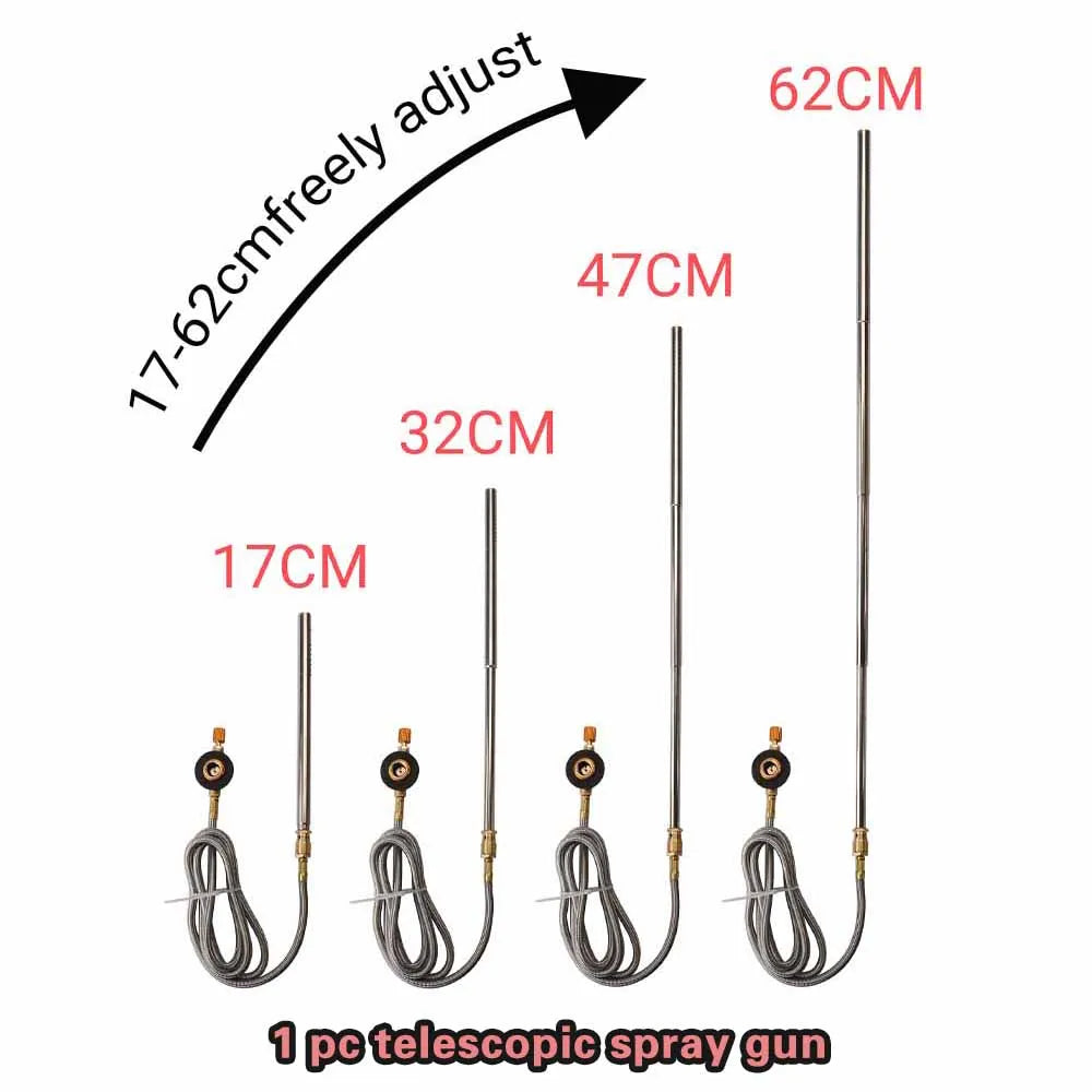 Pandatour Freely Adjustable Telescopic Spray Gun Stainless Steel Durable Copper Head  High Power Gas torch fire starter