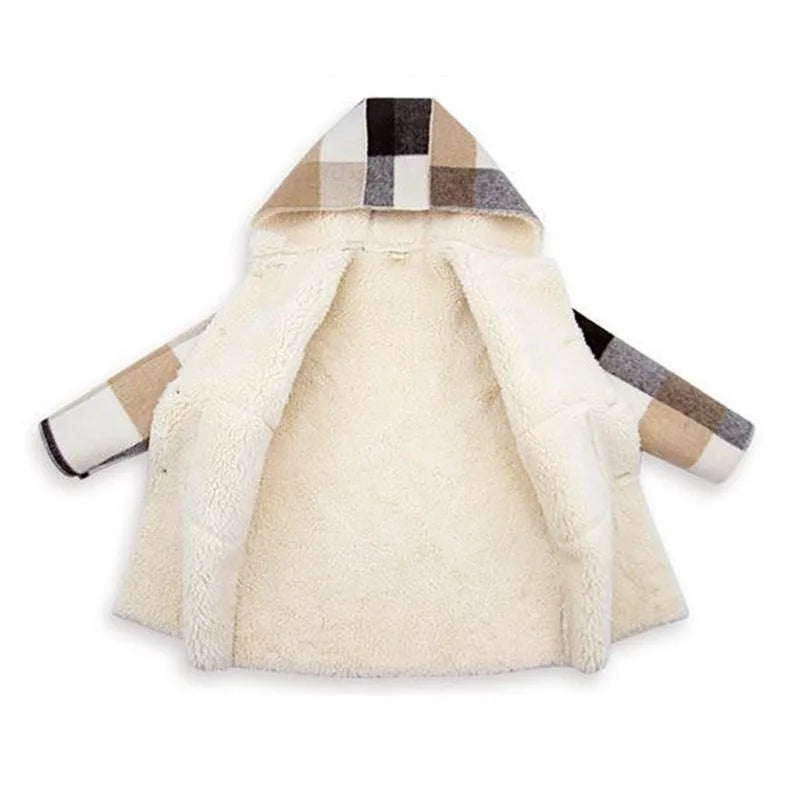 Winter Girls Lamb Fleece Coat Warm Hooded Outerwear Fashion Woolen Long Coat Children Clothing Teeange Girls Jackets 4-12Y