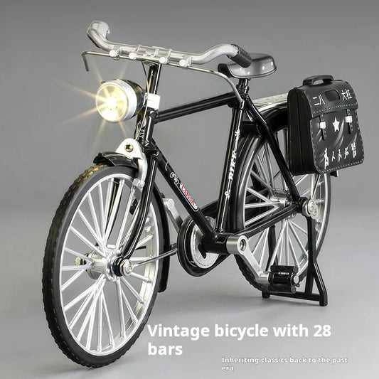 1:10 Scale Retro Alloy Diecast Bicycle Premium Model Finger Mountain Bike With Light Toy Kid Gift Decoration Ornament