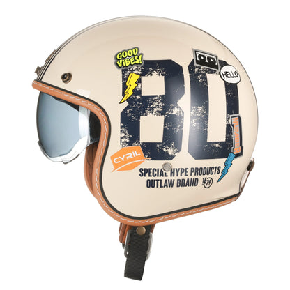 Retro 3/4 Open Face Half Motorcycle Helmet CYRIL B206 Lightweight Adult Vintage Jet Helmet for Men Women DOT ECE Approved