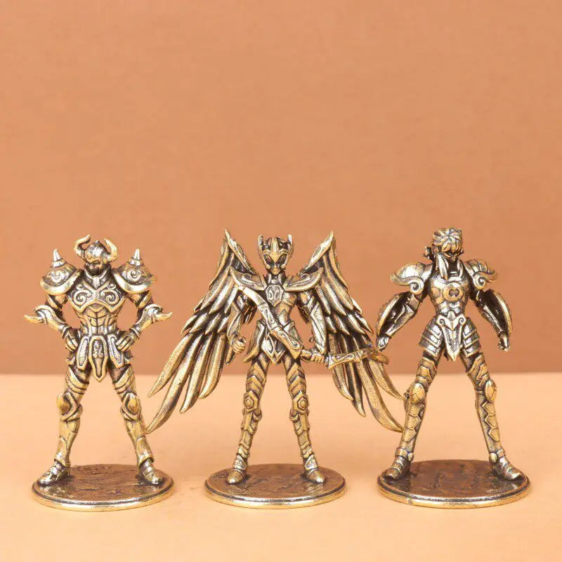 Gold Saint brass Mini Figures twelve zodiac Saint Seiya ornament cartoon model desktop decoration copper gift