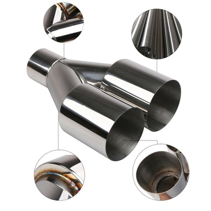 Car  Stainless Steel Muffler Tip Y Shape Double Exit Exhaust Pipe Mufflers Universal Fits exhaust pipes with a diameter of 63mm