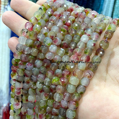 Natural Stone 7-8MM Faceted Square Lapis Lazuli Loose Cube Spacer Beads for Jewelry Making Diy Earrings Bracelets Accessories