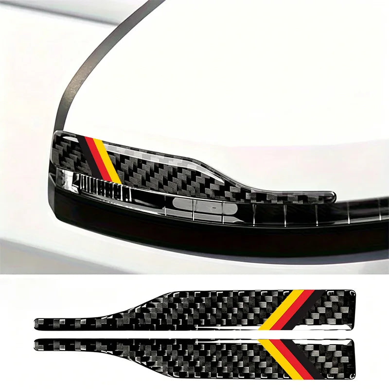 2-piece carbon fiber texture rearview mirror anti-collision strips, universal design for all car models, prevents collisions and