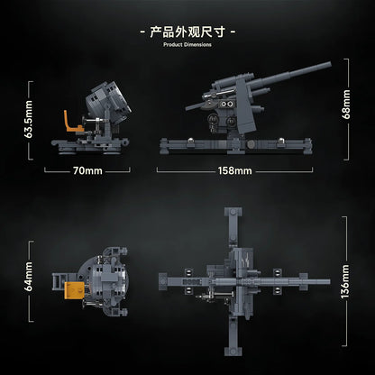 Cannon Vehicle Building Blocks Sw36 Searchlight/Flak37 Anti-Aircraft Gun Model Assembly Toy Gift