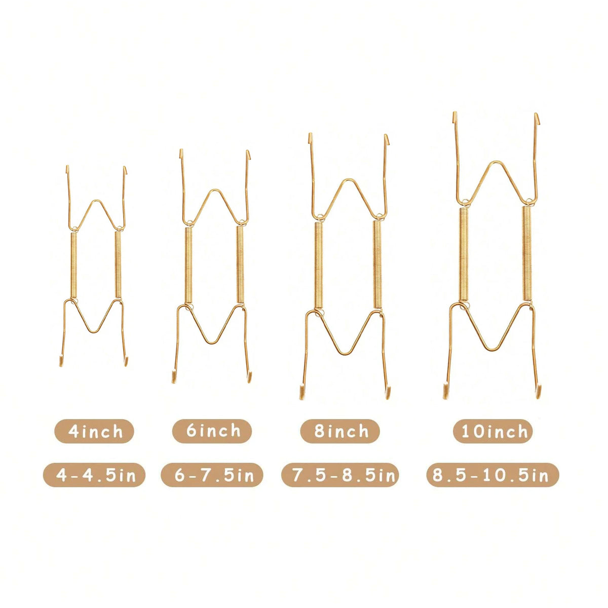 4/6/8/10/12 Inch Plate Dish Hangers Holder W-shaped Wall Display Decorative Invisible Spring Hanging Hook Golden