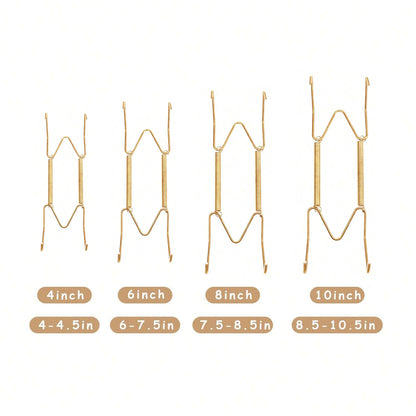 4/6/8/10/12 Inch Plate Dish Hangers Holder W-shaped Wall Display Decorative Invisible Spring Hanging Hook Golden
