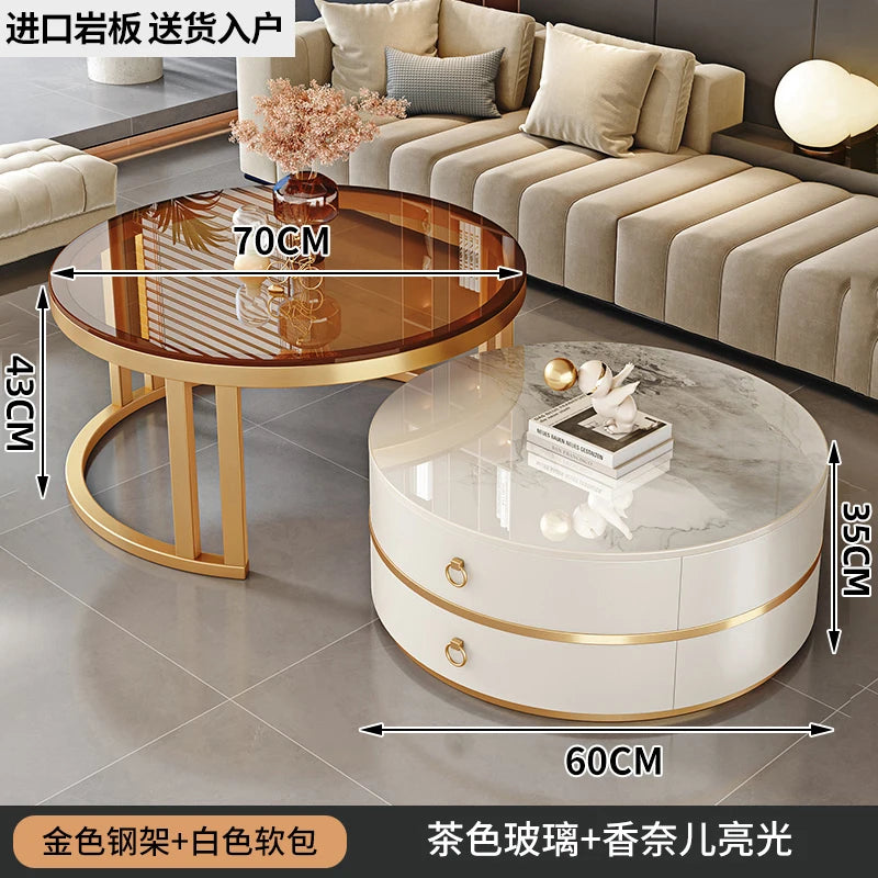 European Elegant Coffee Tables Multifunction Trendy Modern Minimalist Coffee Tables With Drawers Storage Mesa Centro Furniture
