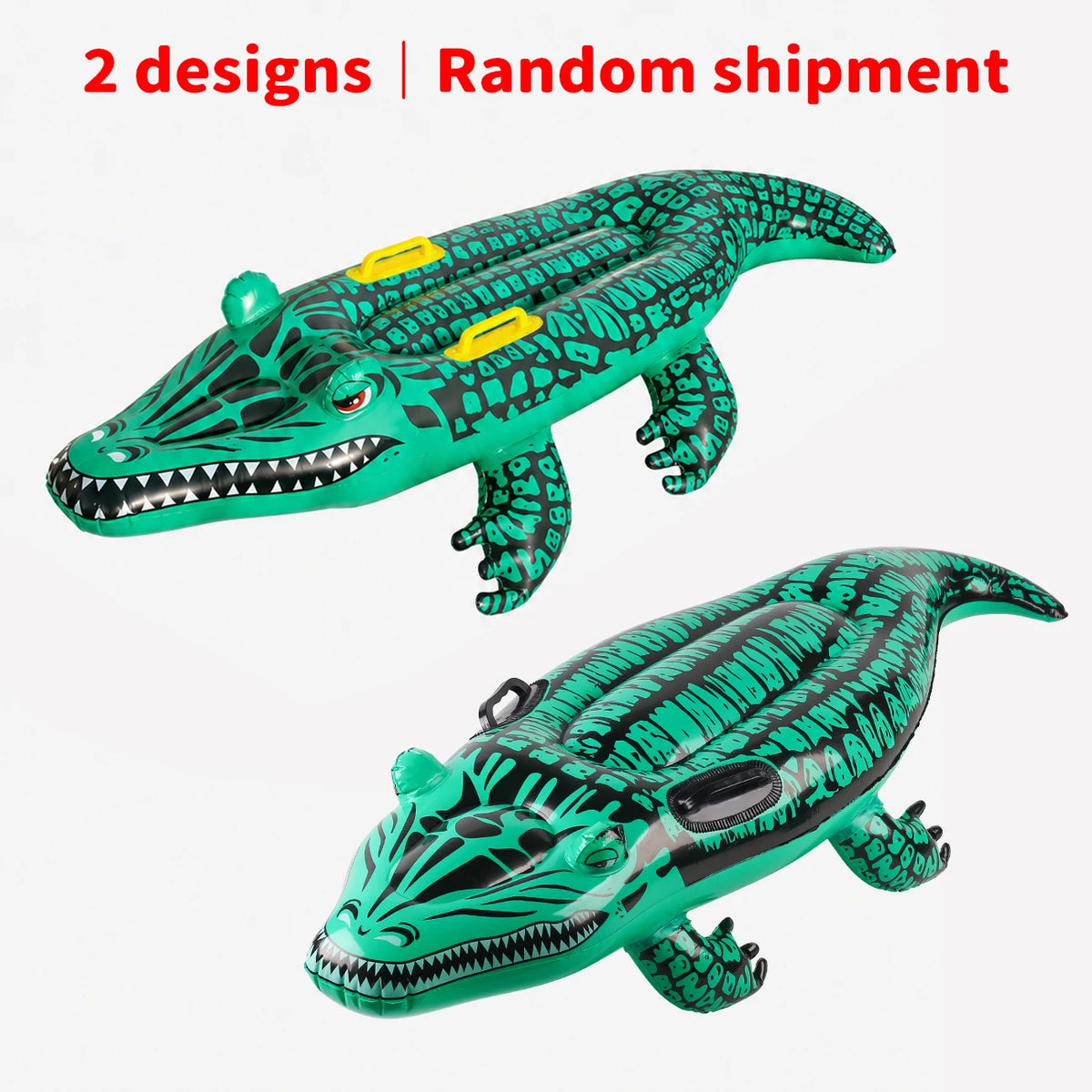 1PC Adventure-Ready Crocodile Inflatable Ride-on with Handles, Summer Thickened Pool Float