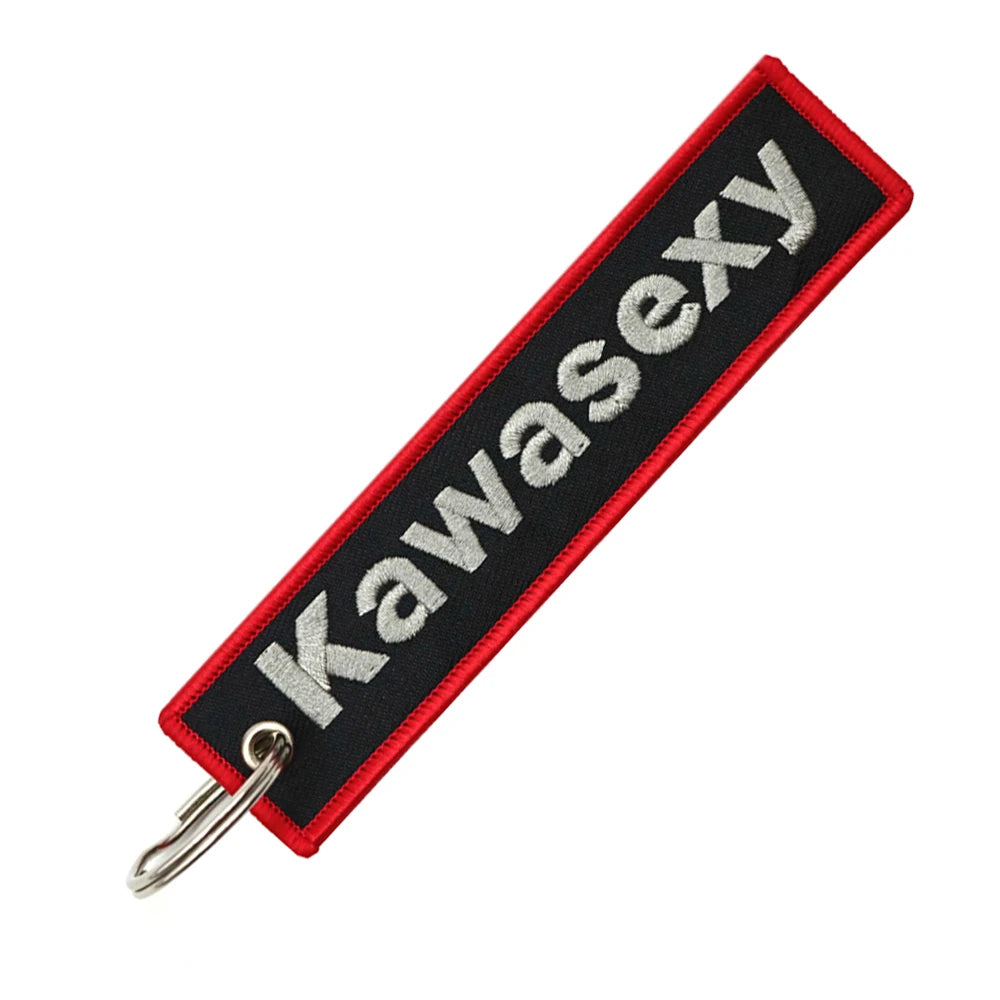 JDM Kawasexy Logo Key Chain For Kawasaki Motocycle Key Ring Cars Keychain Gifts Double Sided Embroidery Fashion Keychain