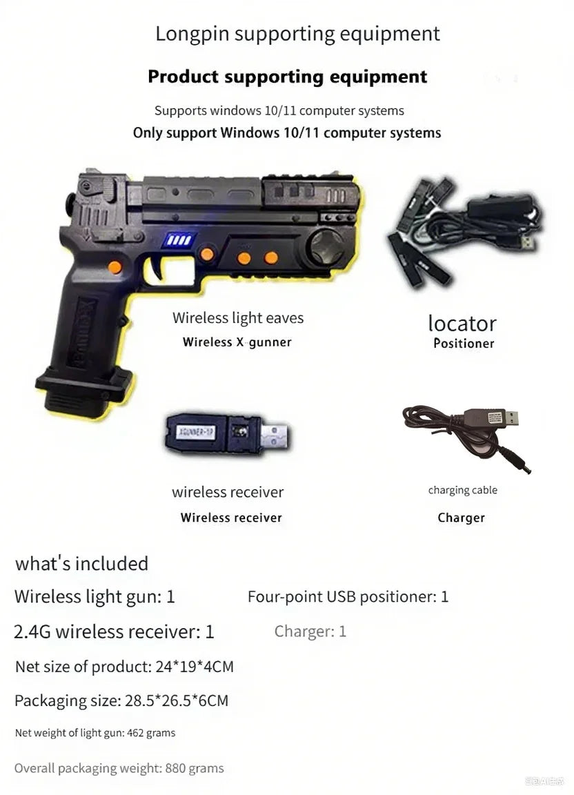 XGUNNER Wireless Gaming Light Gun Pistol Recoil and Vibration for PC Arcade Simulator Independently Developed with Unique System
