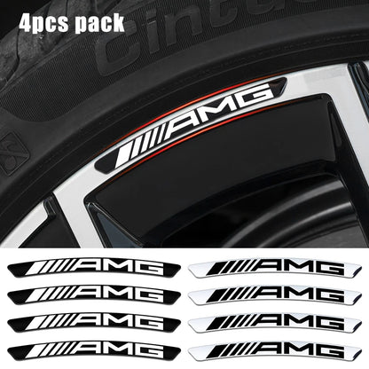 4Pcs Wheel Hub Stickers Wheel Rims Aluminium Decoration Strips For Mercedes Benz AMG GLC GLA GLB GLE GLS CLA W204 W205 W169 W176