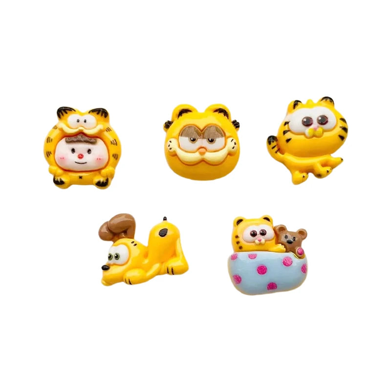 Garfield cartoon cute figurine resin accessories kawaii DIY phone case hairpin craft materials toys anime merchandise wholesale