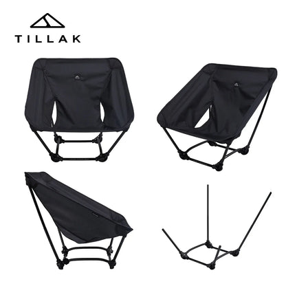 TILLAK 650g Ultralight Ground Chair 7075 Aluminum Alloy 1000D Cordura Fabric Foldable Camping Chair for Outdoor Hiking Fishing