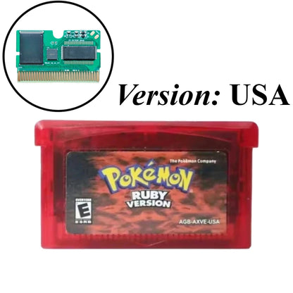USA Pokémon 32 Bit Video GBA Game Card Bundle English Version Ruby Sapphire Emerald FireRed LeafGreen Gameboy Advance Cartridge