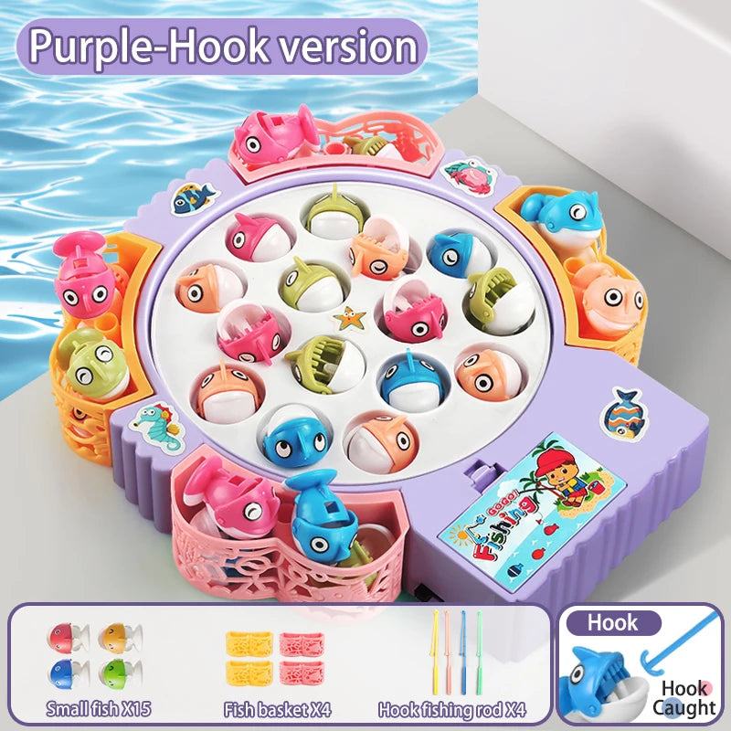 Magnetic Rotating Fishing Game Plate - Fishing Toy with Music to Develop Hand-Eye Coordination for kids Christmas Birthday Gifts