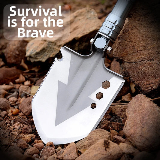Outdoor Folding Shovel Heavy Duty Manganese Steel Camping Spade Portable Survival Digging Tool for Garden Yard Car Emergency Use