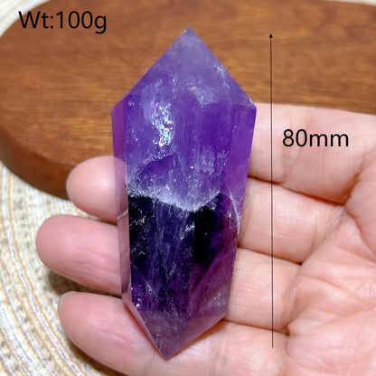 Natural Crystal Two Color Amethyst Double Point Tower Healing Rainbow High Quality Gemstones Energy Home Decorations Gift