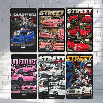 60x90cm 90x150cm Racing JDM Car Art Flag Polyester Printed Banner For Home Decoration