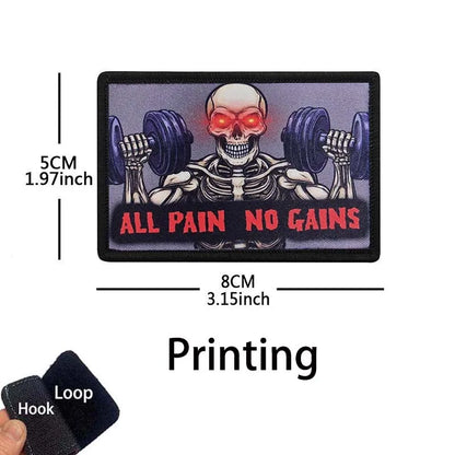 No Pain No Gain,Fitness Morale Badges,Bench,Press,Deadlift Weightlifting Clothes Applique Tactical Emblem Embroidered Patches