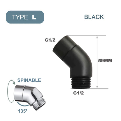 G1/2 Elbow Adapter Shower Head Female and Male Thread Rainfall Shower Handheld Shower Connector Angle 90° 135° Accessory