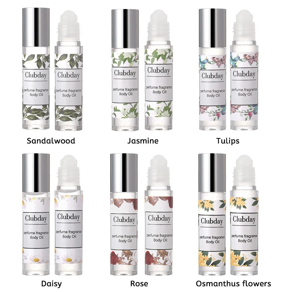 6.7ml Fragrance Oil Roll-On Have Shimmer Long Lasting Scent Sandalwood Jasmine Tulips Daisy Rose Osmanthus Flowers for Women