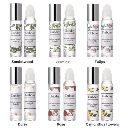 6.7ml Fragrance Oil Roll-On Have Shimmer Long Lasting Scent Sandalwood Jasmine Tulips Daisy Rose Osmanthus Flowers for Women