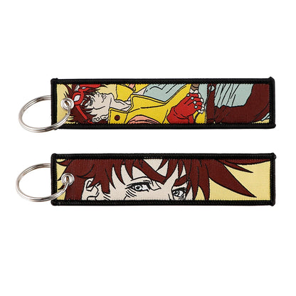 Anime Key Tag Embroidery Keychain for Motorcycles Cool Key Fobs Holder Keyring Backpack Chaveiro