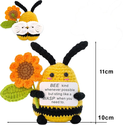 Positive Crochet Handmade Amigurumi Doll Emotional Support Pocket Hug Knit Plant Flower Encouragement Gift for Friends Coworker