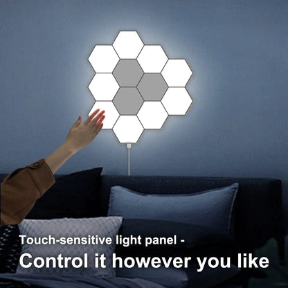 Touch Hexagon Panel Lights DIY Assembleable Honeycomb Night Light for Game Room Home Bedroom Decoration Christmas Birthday Gift