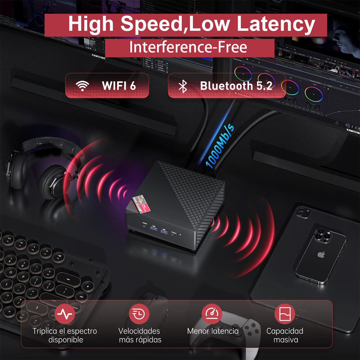 KAMRUI MINI PC R7 7730U Dual Channel 32GB DDR4 512GB SSD Win11pro WiFi6 BT5.2 Triple 4K Display Desktop Computer for Office Home