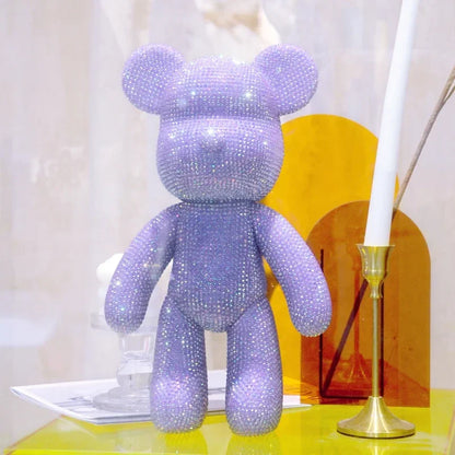 DIY Self-Adhesive Crystal Bear Figure Rhinestone Diamond Glitter Applique Bear Figurine Doll Toy Decoration Desk Accessories