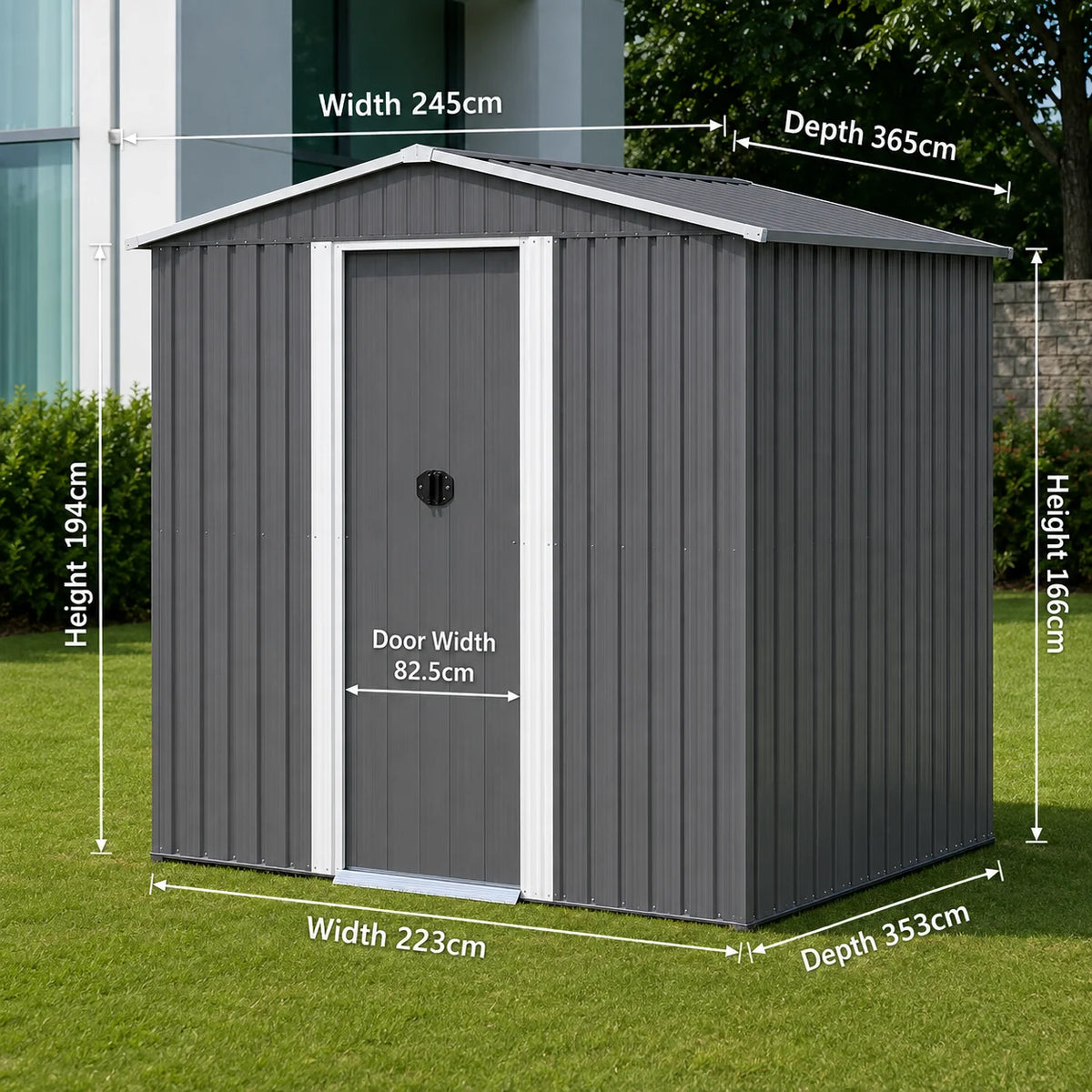Outdoor Steel Storage Shed Garden Tool Storage House Lockable Door Waterproof Rust Resistant Backyard Patio Utility Building