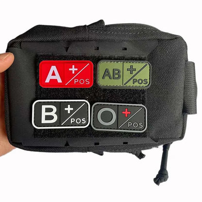 Small Patch with Hook,PVC Blood Type A B AB O POS NEG Emblemen,Patches Military Tactical Badges on Backpack,Outdoor Equipment