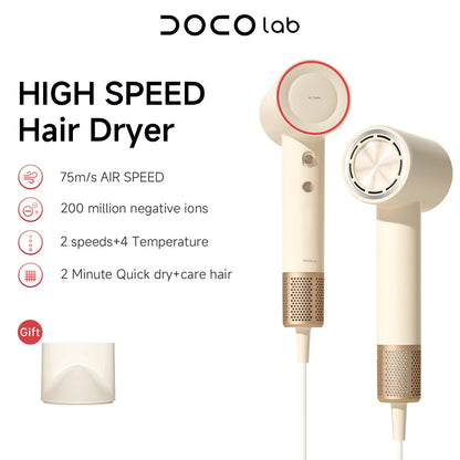 DOCO Hair Dryer 75m/s High Speed 200 Million Negative Ions Hair Care 110000 Rpm Professional Lightweight Home Travel Gift