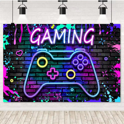 Game On Theme Video Gamer Kids Birthday Party Neon Green Gaming Next Level Up Background Baby Shower Decoration Supplies Props