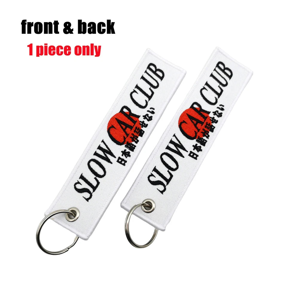 Fujiwara Tofu Embroidery Keyring Car Keychain JDM Key Tag Lanyard Refit Gift Red Sun Racing Team Auto Motorcycle Accessories