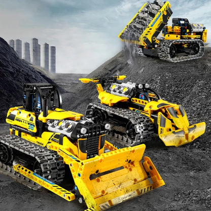 520Pcs 3 in 1 Deformation City RC Robot Excavator Racing Car Building Blocks Remote Control Bulldozer Truck Bricks Toys For Kids