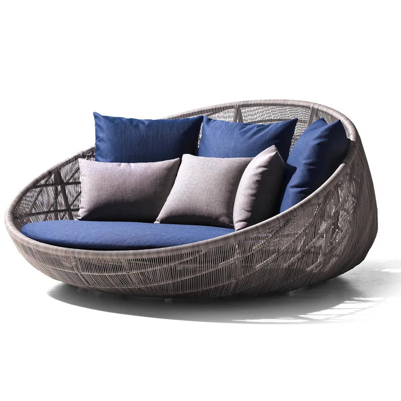 Outdoor sofa courtyard terrace leisure large round bed hotel open-air rattan bed outdoor garden sun room lounge chair sofa