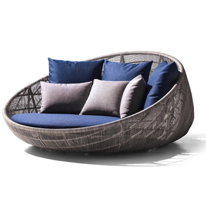 Outdoor sofa courtyard terrace leisure large round bed hotel open-air rattan bed outdoor garden sun room lounge chair sofa
