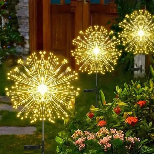Solar Firework Lights Outdoor Waterproof Christmas Garden Wedding Decor, Auto On/Off Fairy String Solar Powered Landscape Lighti