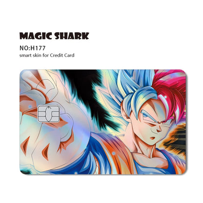 Magic Shark Goku Vegeta Cool Shinny Holographic Laser Credit Debit Card Sticker Film Front Skin Cover