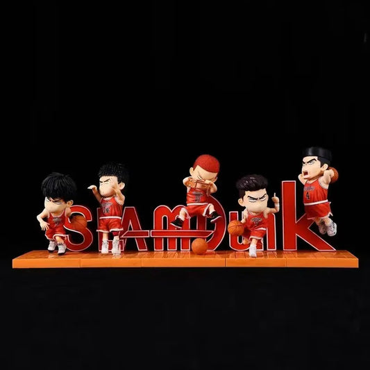 5pcs/Set Slam Dunk Shohoku Team Chibi Figure Q Version Sakuragi Hanamichi Rukawa Kaede Mini Anime Model Toy Basketball Fans Gift