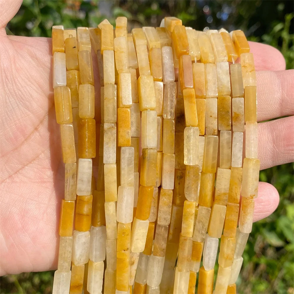 4x13mm Natural Stone Tube Rectangle Sea Sediment Lapis Lazuli Opal Amethysts Quartz Beads for Jewelry Making DIY Bracelet